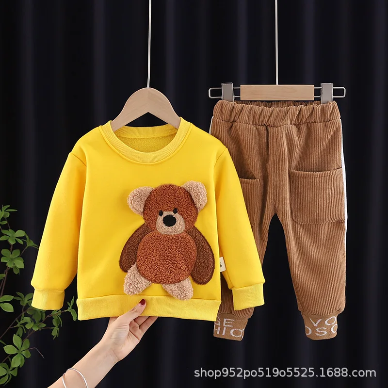 Conjunto de sudadera acolchada y pantalón para niños, invierno - imagen 3