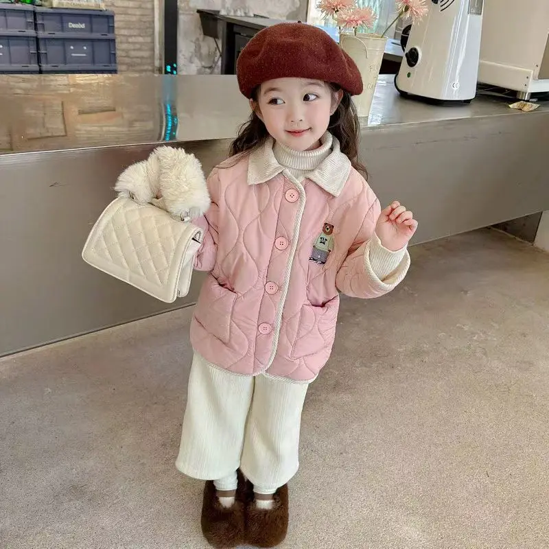Abrigo acolchado invierno para niña, parkas cálidas de lana - imagen 3
