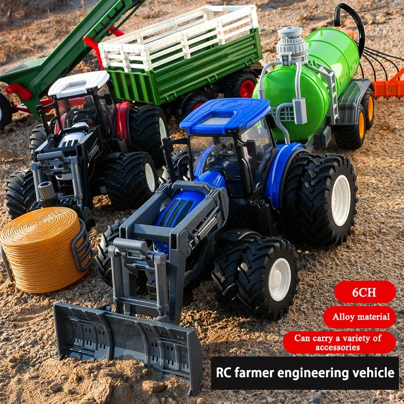 Tractor teledirigido con remolque de cosechadora agrícola RC