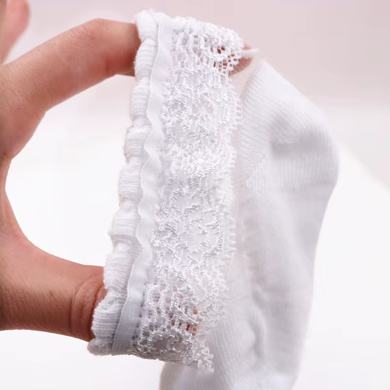 Calcetines de algodón para niña con volantes y encaje flores - imagen 5