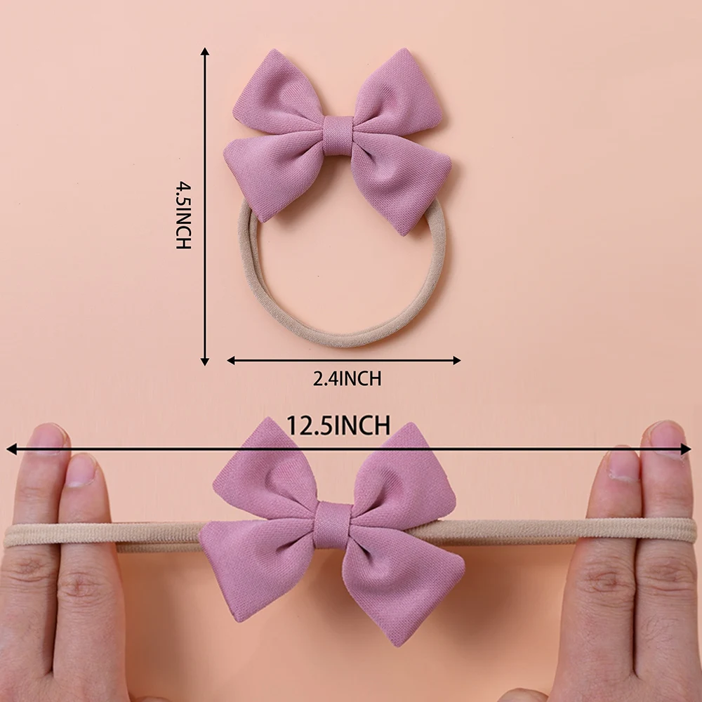 Diadema rosa de nailon para bebé recién nacido con lazo y flores - imagen 5