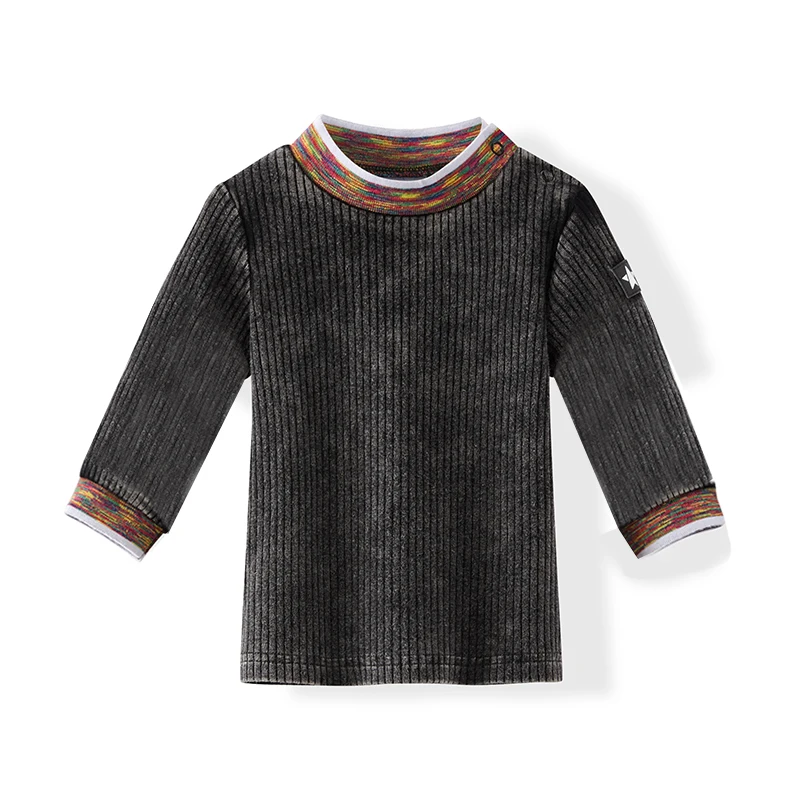 Conjunto vaquero negro acanalado camisa y pantalón bordes coloridos - imagen 4