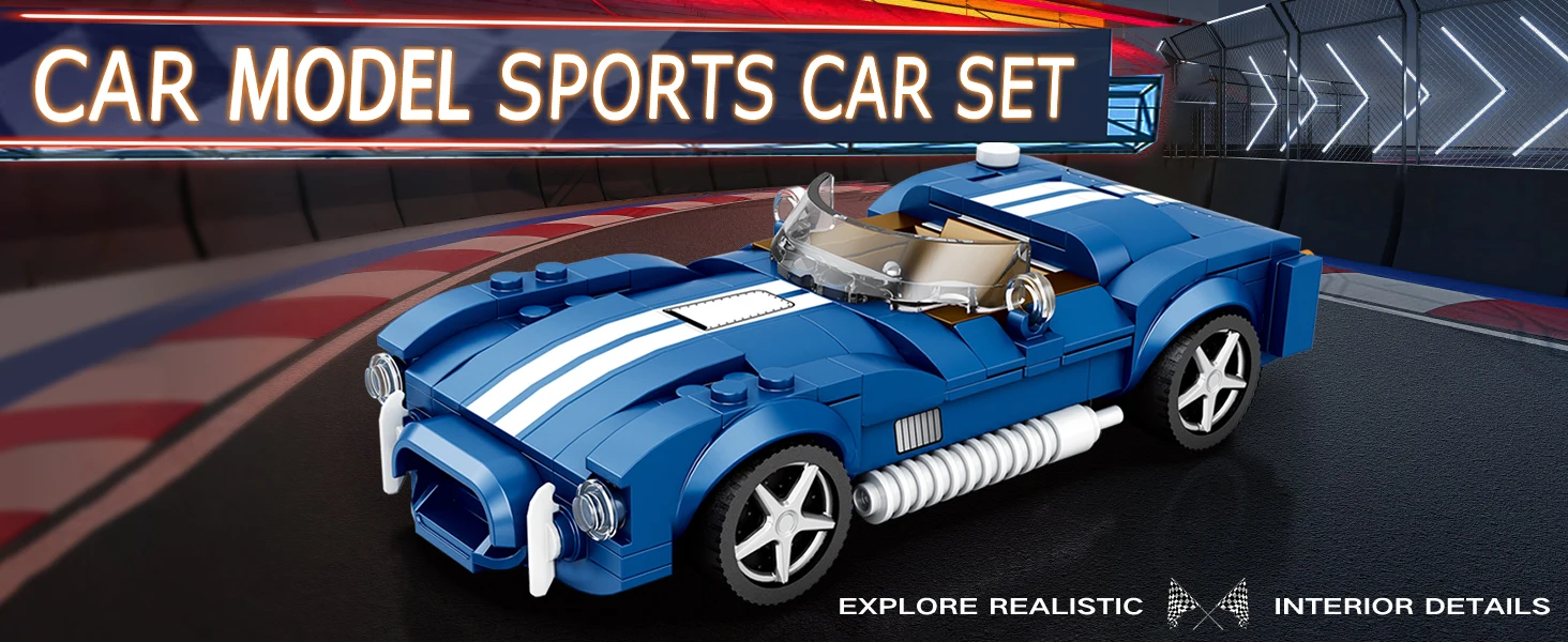Construcción del coche deportivo azul paso a paso