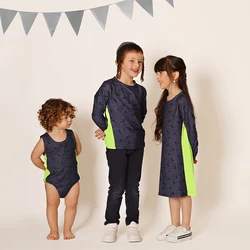 Pantalones cortos vaqueros verde neón niño y niña cintura elástica