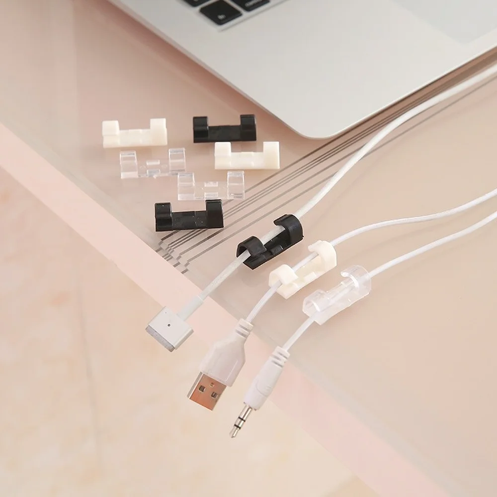 Organizador de cables con clips autoadhesivos para escritorio - imagen 5