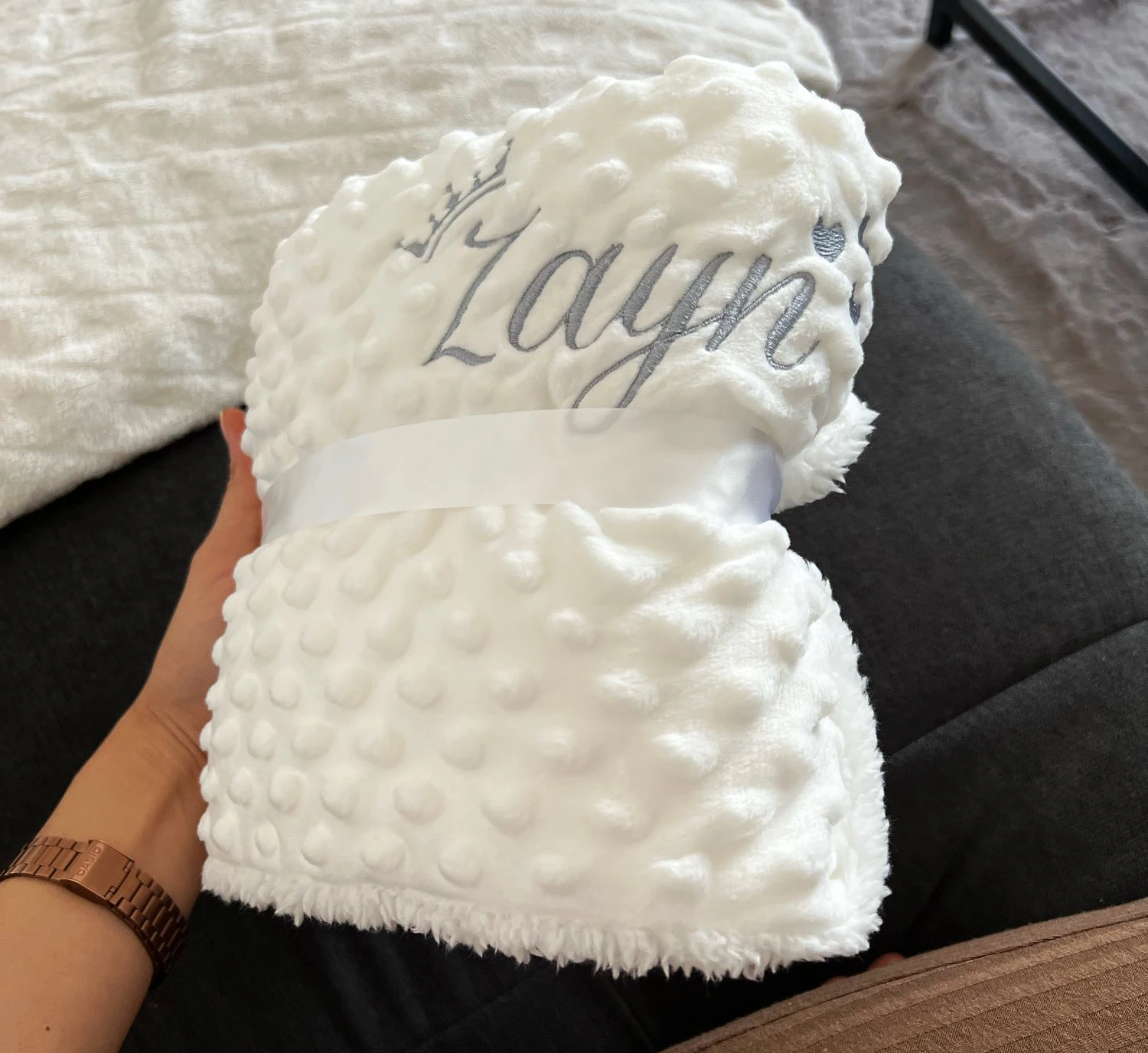 Manta personalizada de lana para cuna con nombre - imagen 5