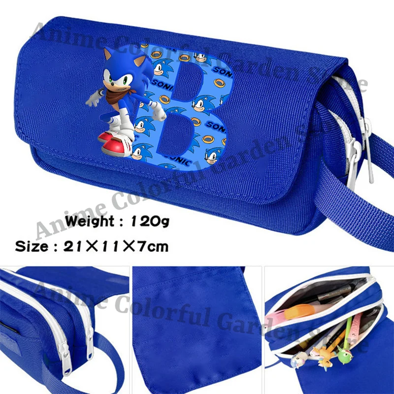 Estuche de lápices Sonic doble capa con gran capacidad para niños