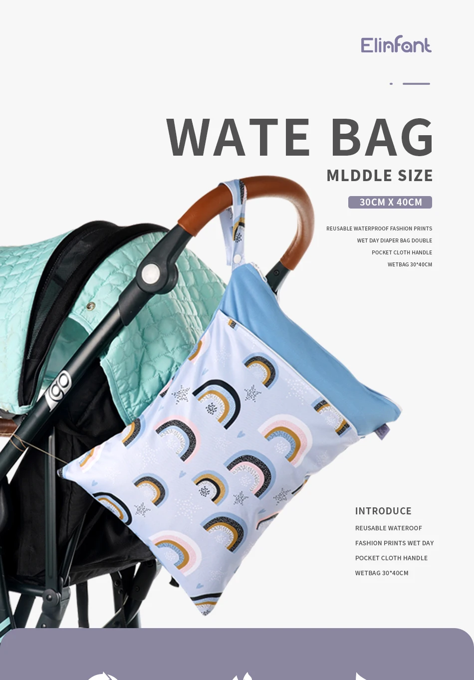 Bolsa Elinfant con estampado frontal y asa