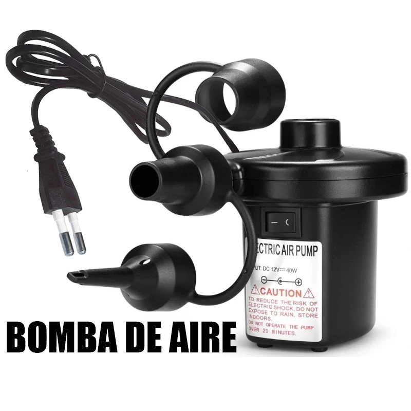 Bomba inflable eléctrica de 220V con tres boquillas