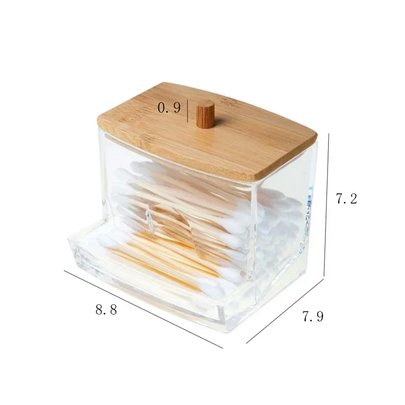 vvocci Hisopos de algodón dobles con caja transparente y tapa bambú - imagen 3