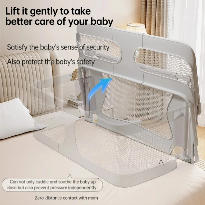 Barandilla de seguridad plegable para cama con acolchado anticaídas