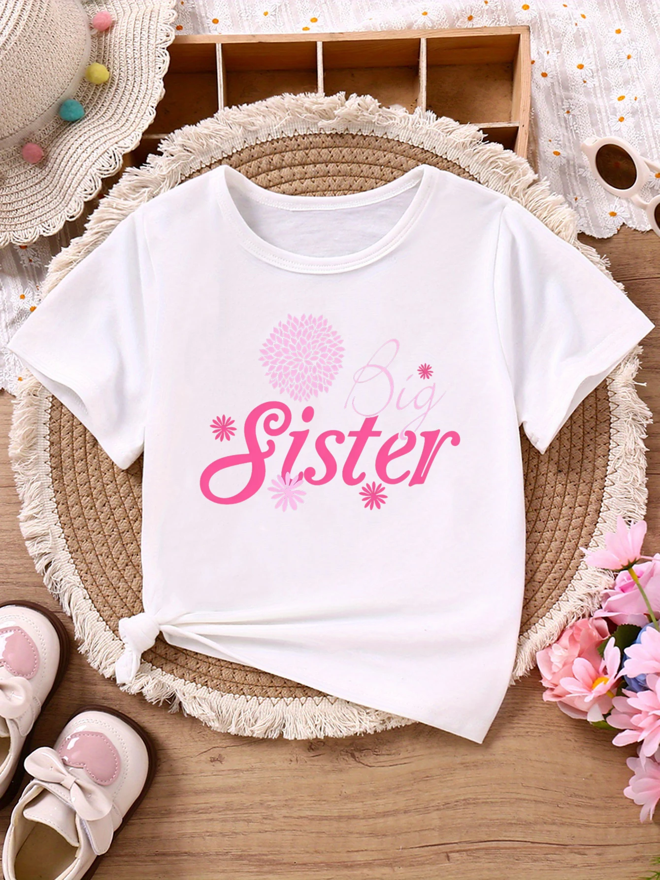 Big Sister Camiseta niña flores manga corta verano - imagen 2