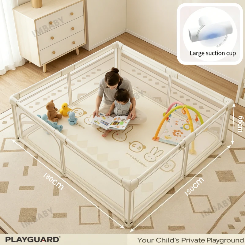 IMBABY Corral de juegos seguro con barandilla no tóxica