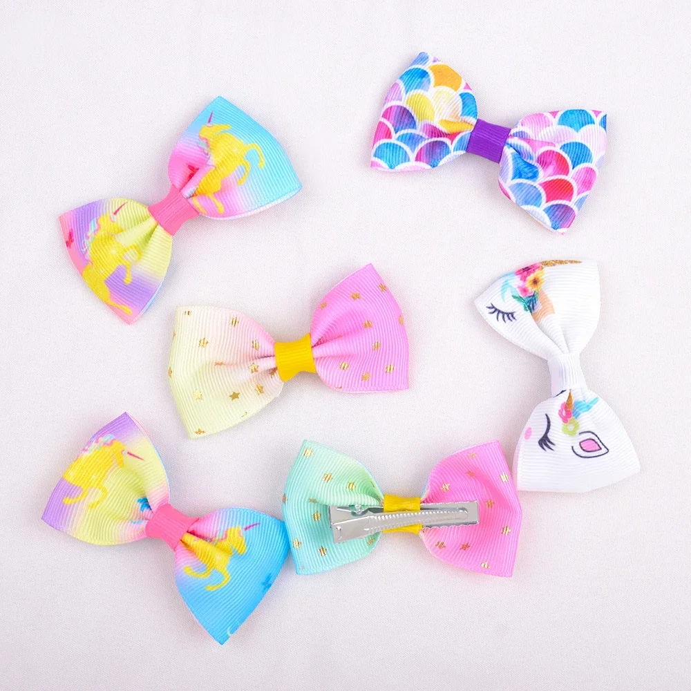 Lazos para el pelo de bebé arcoíris con pinzas mariposa - imagen 5