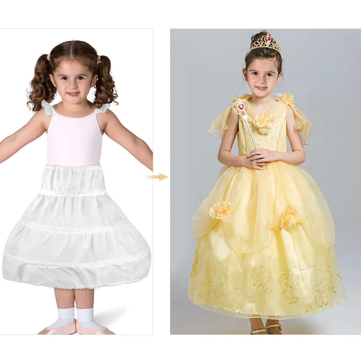 Falda infantil con aros de acero y encaje – cintura elástica - imagen 5