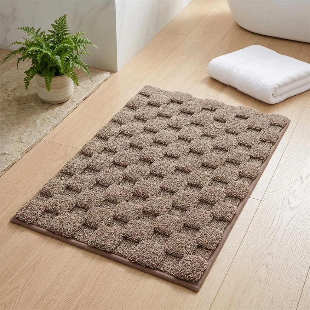 Alfombra de baño antideslizante en felpa premium, absorbente - imagen 5