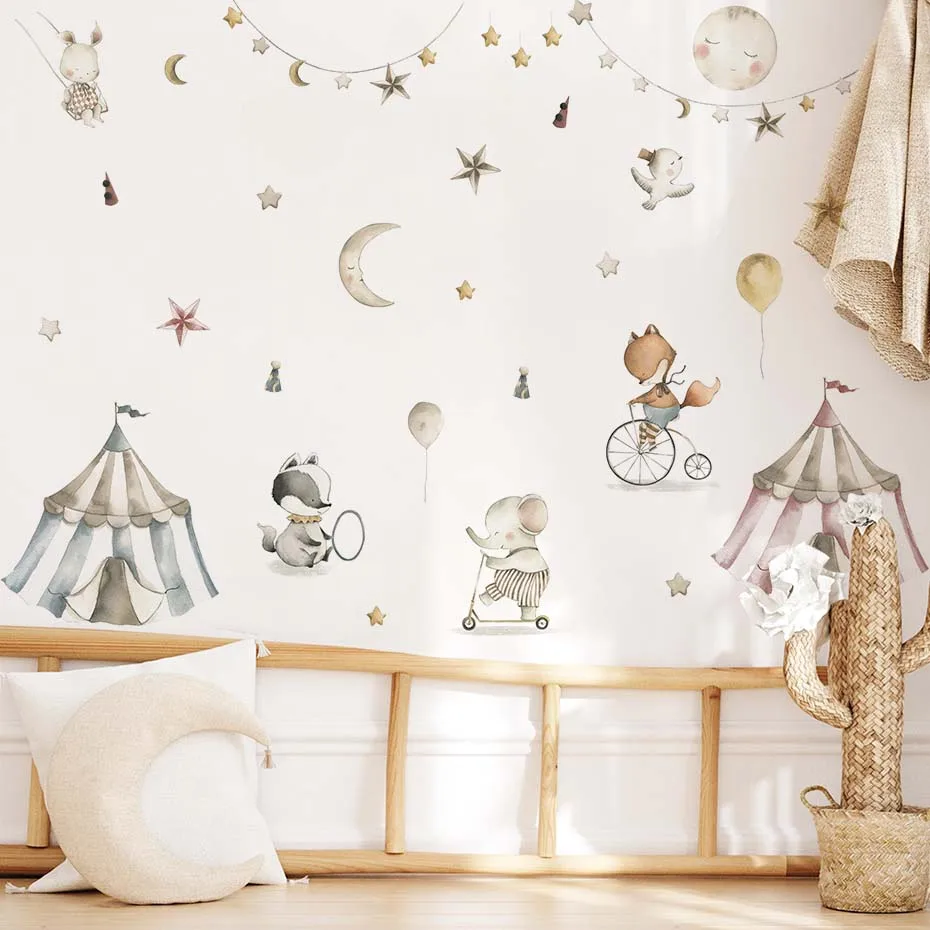 Pegatinas en pared de circo con animales extraíbles para habitación - imagen 2