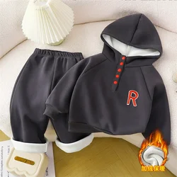 Conjunto de invierno para niños de lana con capucha tipo chándal