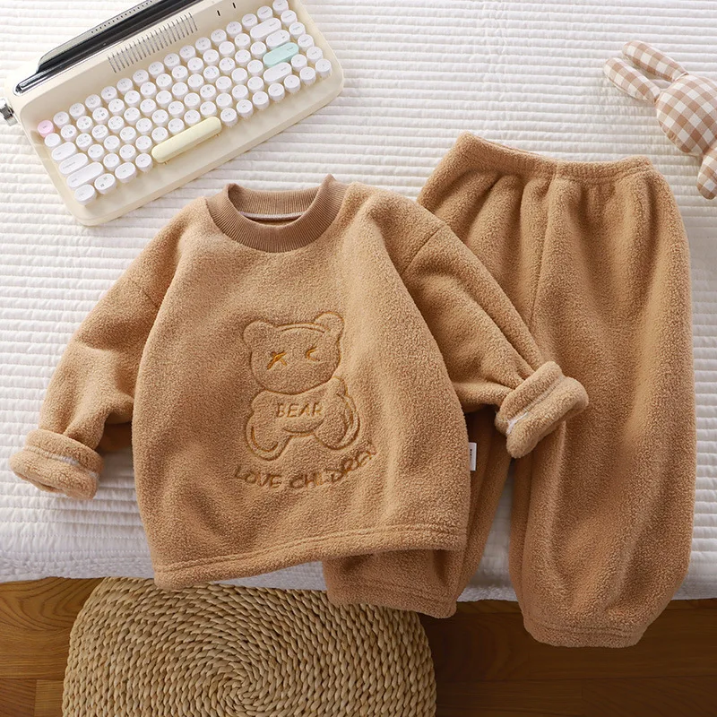 Conjunto pijama franela invierno niños dos piezas