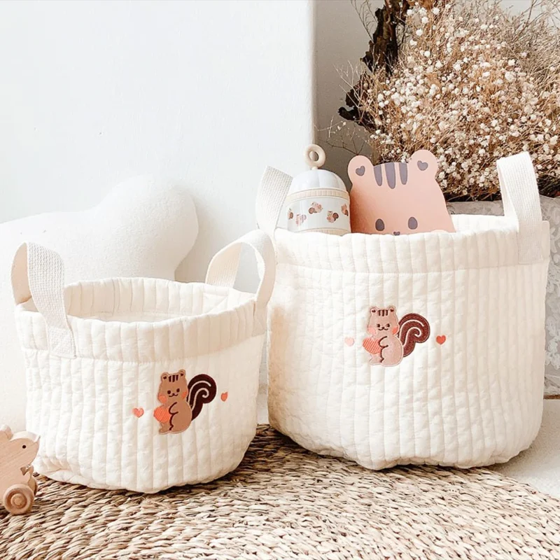 Bolsa de pañales con bordado de oso – Organizador maternal para carrito - imagen 3