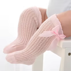 Calcetines verano algodón transpirable para bebé niña con lazo