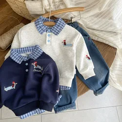 Conjunto niño otoño: camiseta solapa y vaqueros