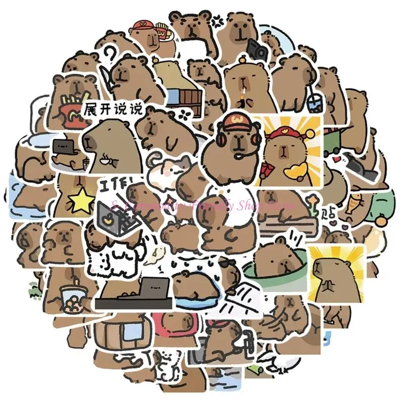 Hoja de pegatinas de animales con diseños de capibara