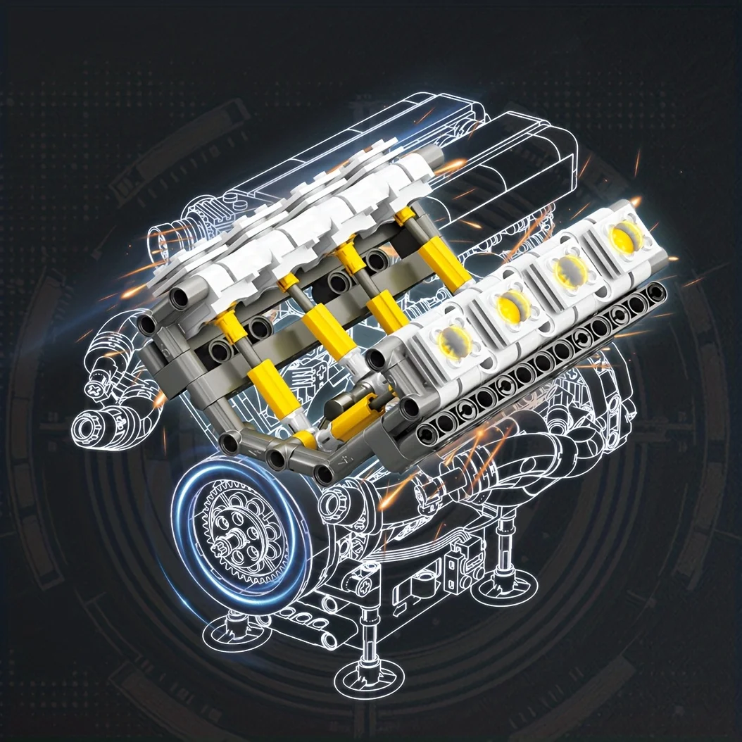 Modelo de motor con aspecto detallado