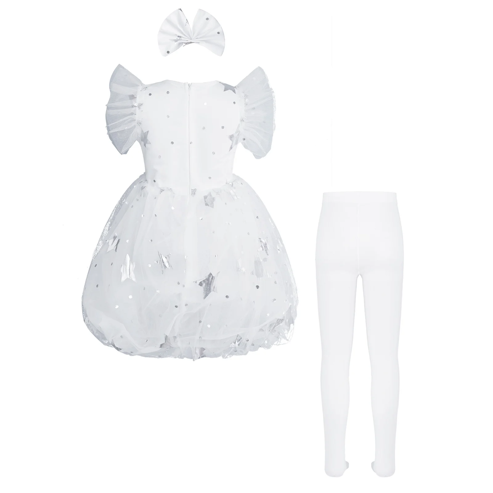 Vestido niña de tul con tutú, volantes y pantimedias para fiesta - imagen 3