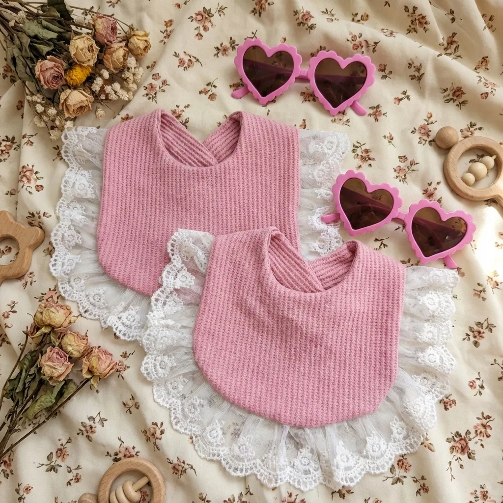 Baberos para bebé con encaje y diseño de princesa - imagen 4
