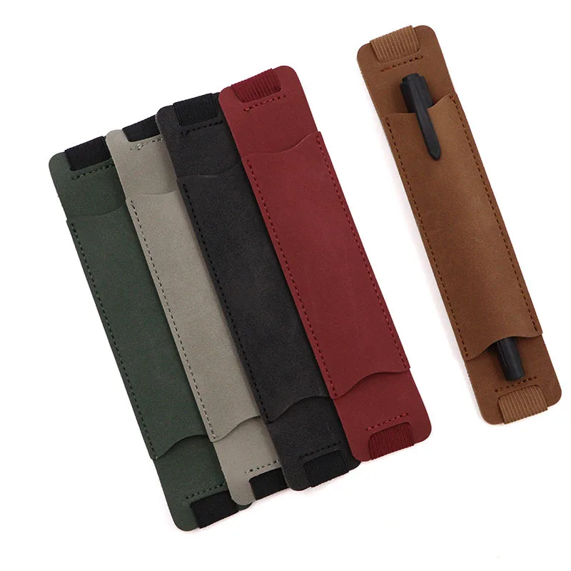Funda de cuero para pluma estilográfica con clip y banda elástica - imagen 2