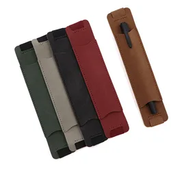 Funda de cuero para pluma estilográfica con clip y banda elástica