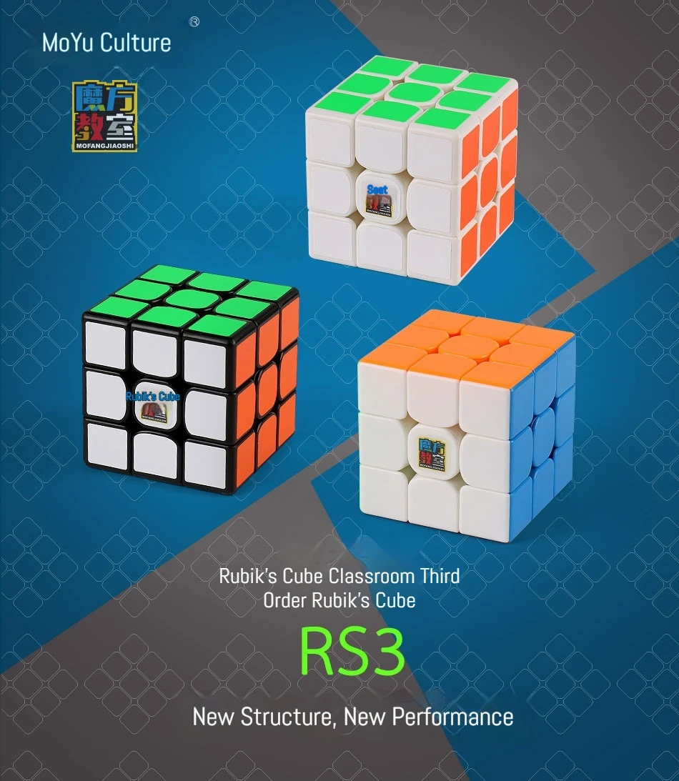 Vista del cubo 3x3 con diseño para speedcubing