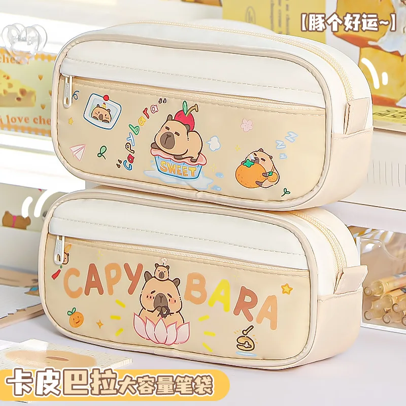 Capybara Kawaii Estuche de lápices para niña, doble cremallera - imagen 2