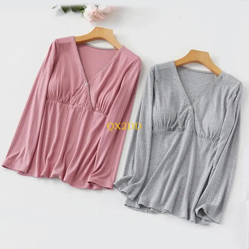 QX2D Camisón de lactancia y maternidad con acceso invisible - imagen 2