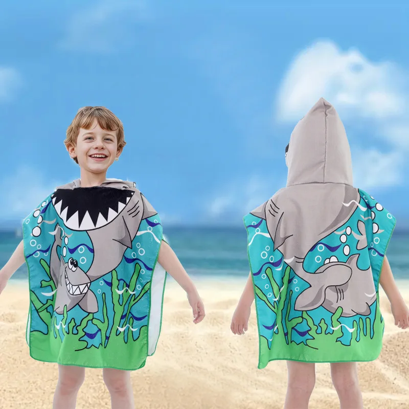 Toalla poncho con capucha para playa y piscina infantil - imagen 4