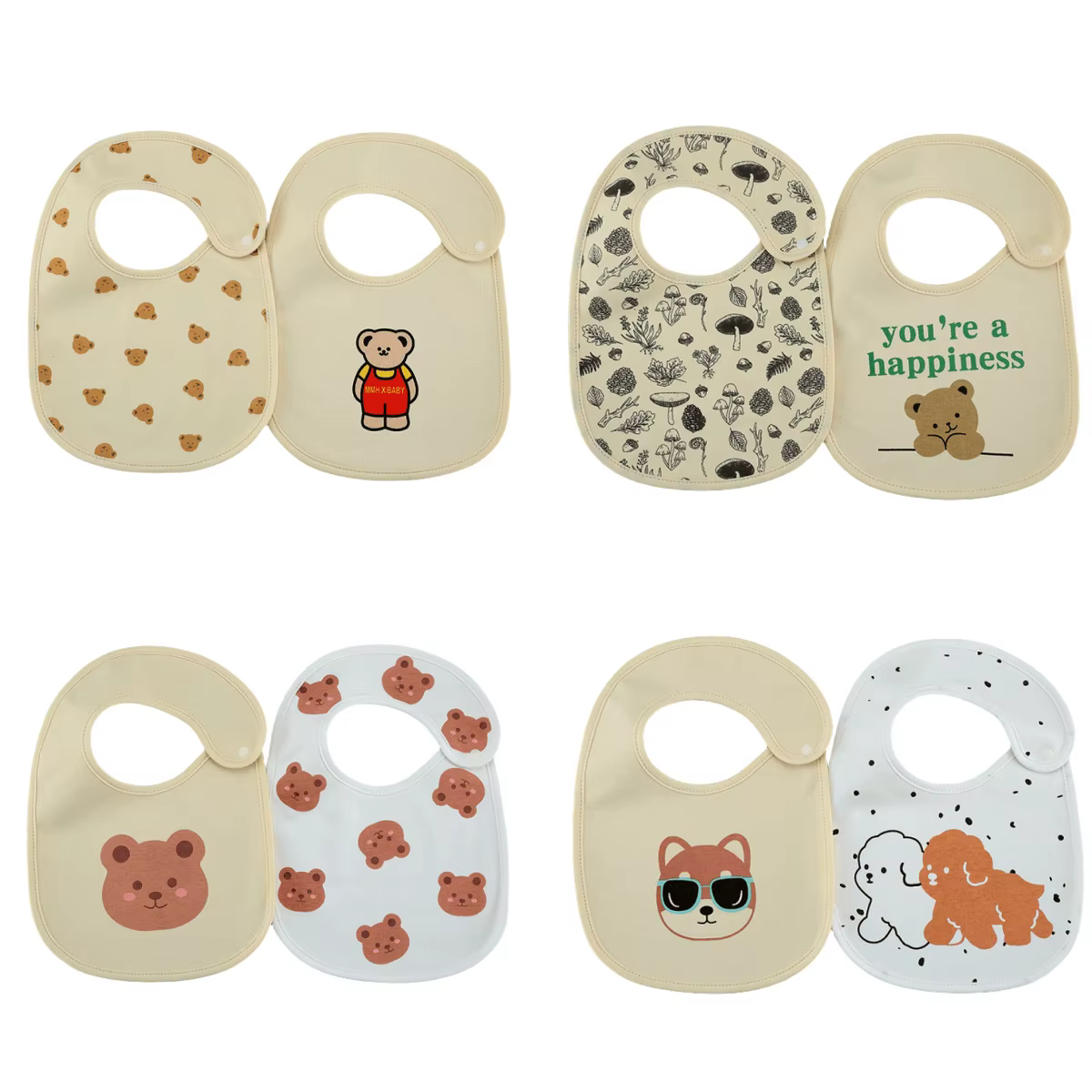 Baberos impermeables de algodón – Estampado suave infantil