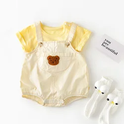 Pelele verano para bebés con bordado oso - Ligero y transpirable