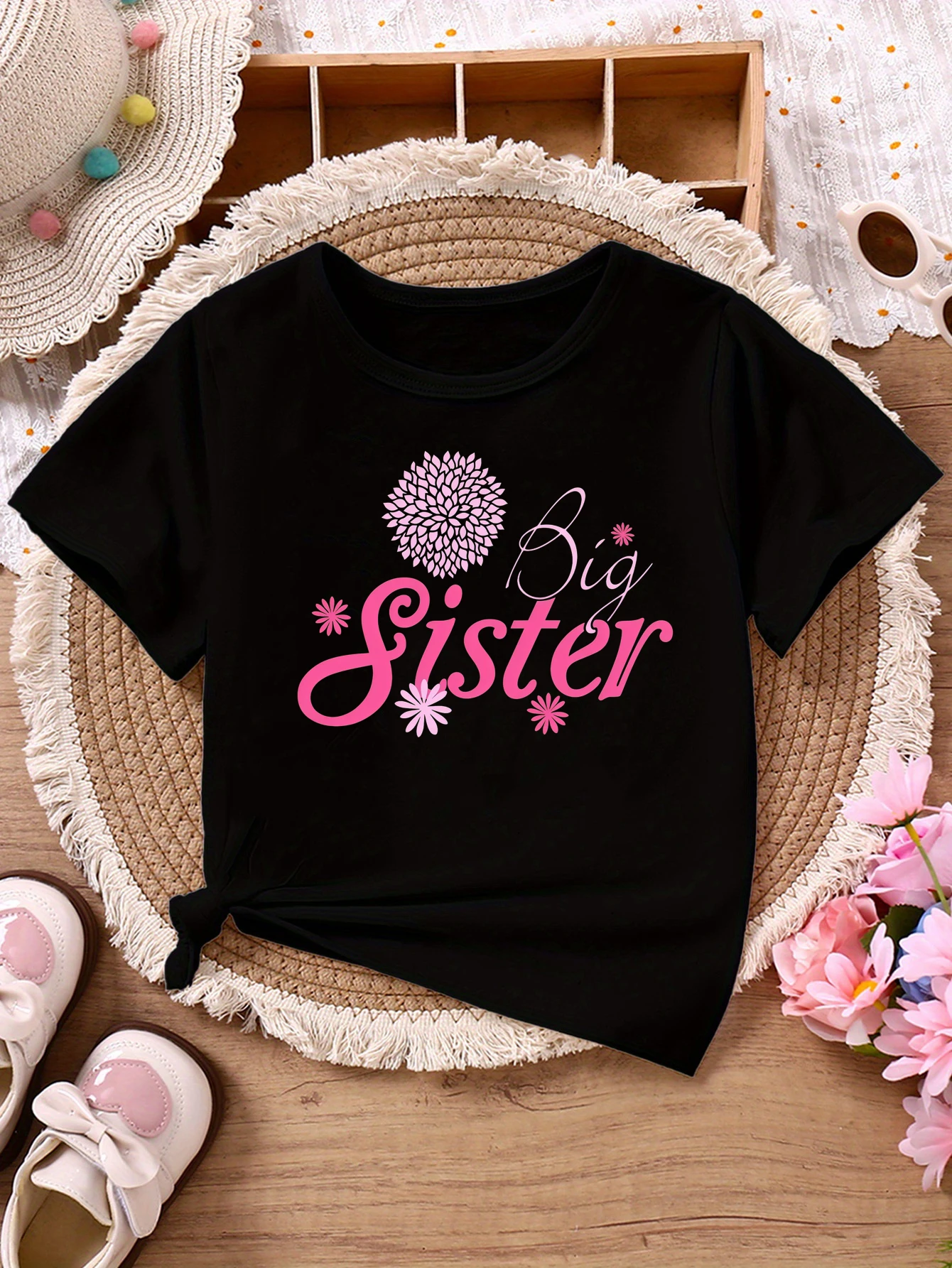 Big Sister Camiseta niña flores manga corta verano - imagen 3