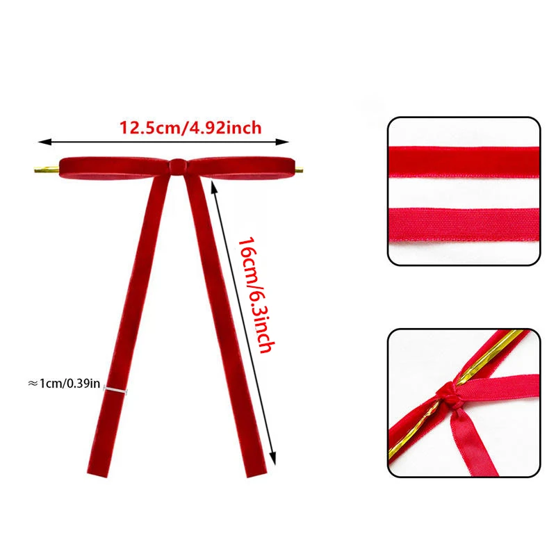 Lazos colgantes de terciopelo rojo para decorar el árbol