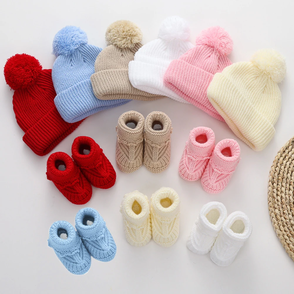 Gorro de punto con pompón para bebé de algodón suave - imagen 5
