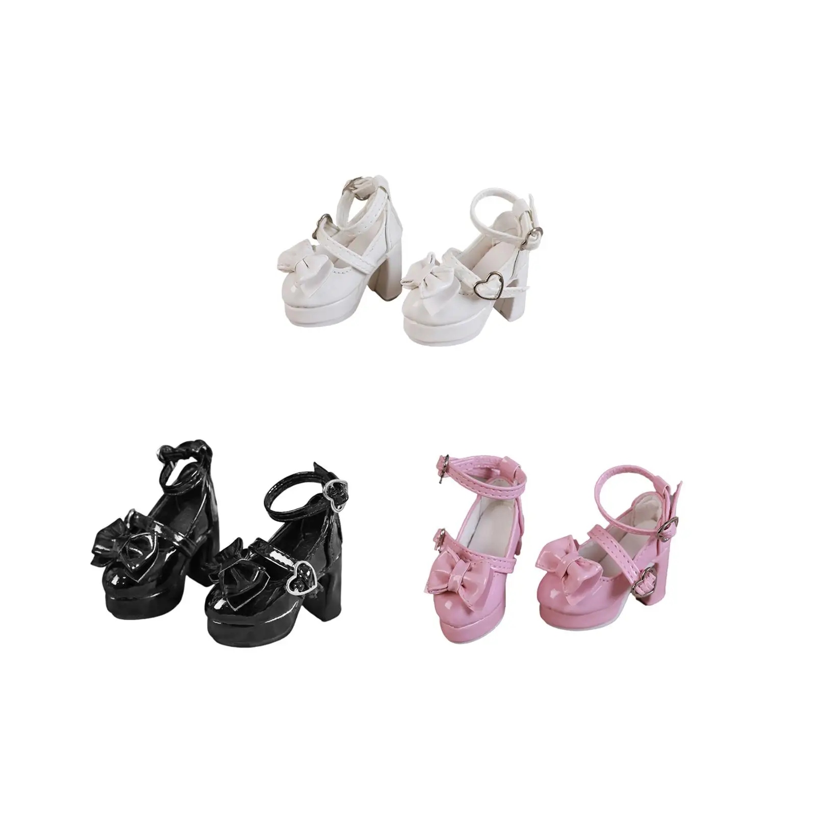 Zapatos de tacón alto para muñecas femeninas con hebilla de corazón - imagen 5