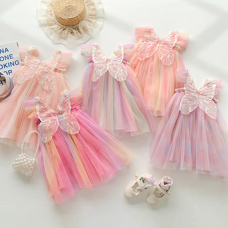 Vestido arcoíris sin mangas para niñas - Cómodo y suave, para diario - imagen 2