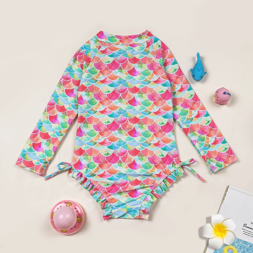 Traje de baño niña sirena con cremallera y manga larga