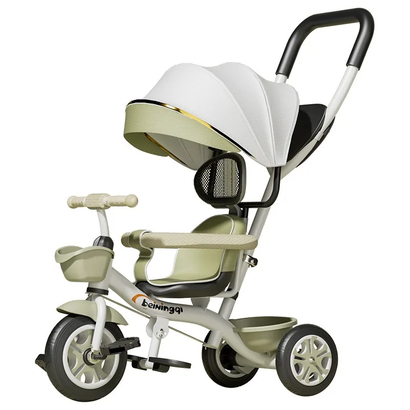 Triciclo antivuelco con mango parental y ruedas anchas para niños