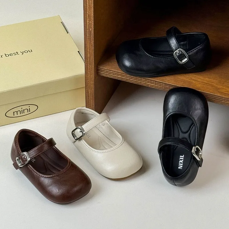 Zapatos de cuero infantiles planos antideslizantes para niña - imagen 5
