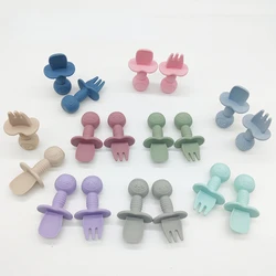Juego cuchara tenedor oso silicona bebé aprendizaje