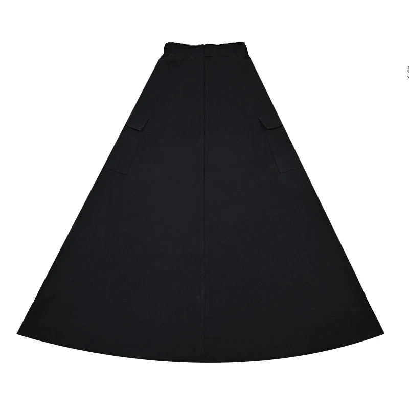 Falda maxi negra de punto para niña con cintura elástica - imagen 5