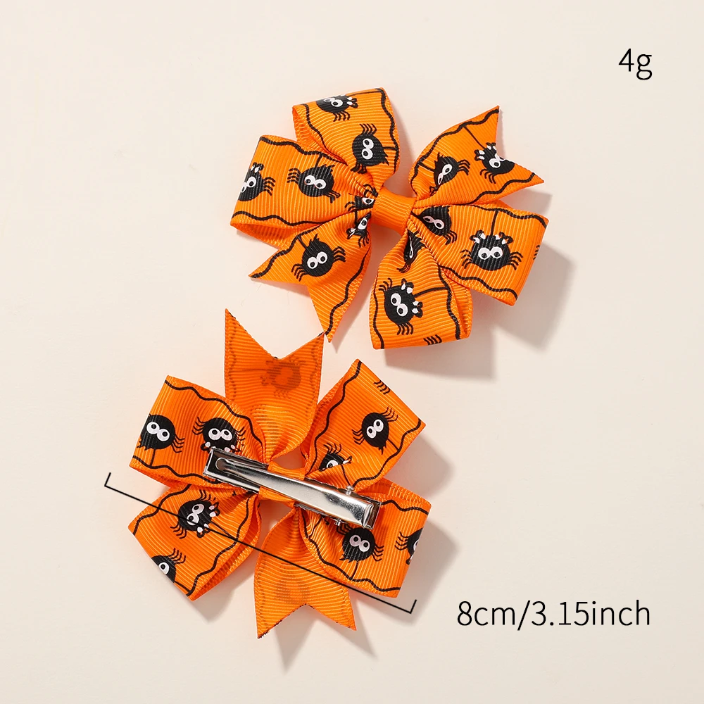 Pinzas para el pelo de Halloween con lazos y estampado de bruja - imagen 2