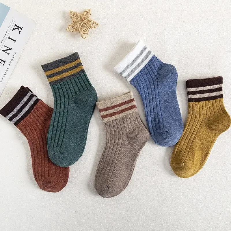 Calcetines a rayas de algodón para niños y niñas - imagen 4
